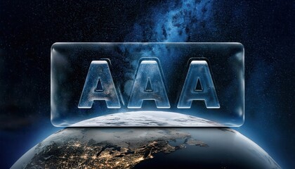 Poster - AAA Ice Glass Letters Floating Above Earth in Space