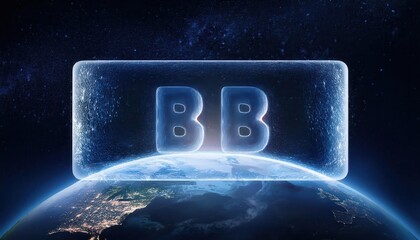 Poster - Ice Glass BB Letters Floating Above Earth in Space