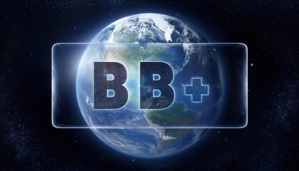 Poster - Ice Glass BB Letters Floating Above Earth in Space