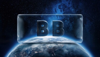 Poster - Ice Block with BB Letters Floating Above Earth in Space