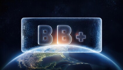 Poster - Ice Glass BB Letters Floating Above Earth in Cosmic Space