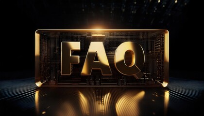 Poster - Golden Letters FAQ on Black Digital Background