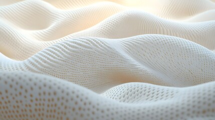 Poster - Abstract White Textured Surface with Soft Waves and Gentle Curves, Representing Serenity and Minimalism in a Calm and Peaceful Environment