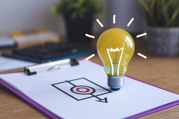 Poster - A bright idea illuminating a strategic target, symbolizing focused planning and innovative solutions.
