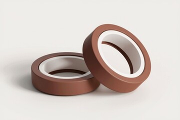 Aufkleber - Two terracotta rings with white inner cores, neatly stacked against a white backdrop.