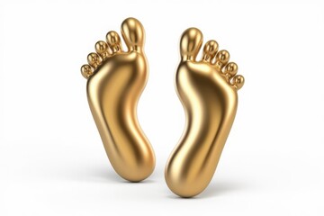 Aufkleber - Two golden 3D rendered footprints, symbolizing new beginnings or precious steps.