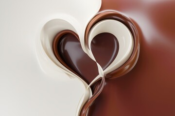 Poster - A heart-shaped swirl of milk and dark chocolate, a delicious and romantic image.