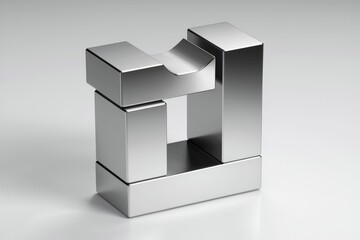 Poster - Abstract metallic sculpture composed of stacked cubes, creating a unique and modern design.