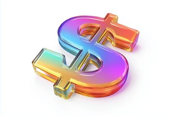 Poster - 3D glass dollar symbol icon with colorful gradient isolated on white background. Vector illustration.