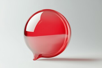 Fototapete - chat message icon on speech glass morphism bubble realistic symbol on white background 3d render