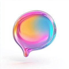 Fototapete - glass chat bubble shape with colorful gradient. 3d rendering illustration for graphic design, presentation or background on white