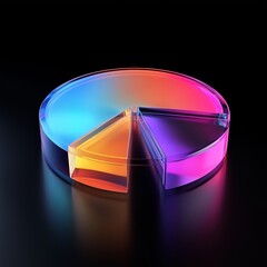 Poster - glass pastel color morphism business chart pie icon with colorful gradient light on dark background 3d render