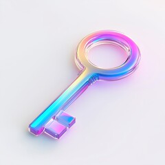Poster - key icon with colorful gradient. 3d rendering illustration for graphic design, ui ux design, presentation or background . shape with glass effect on white