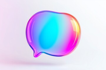 Fototapete - message bubble icon with colorful gradient. 3d rendering illustration for graphic design, ui ux design, presentation or background . shape with glass effect on white