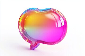 Fototapete - message bubble icon with colorful gradient. 3d rendering illustration for graphic design, ui ux design, presentation or background . shape with glass effect on white