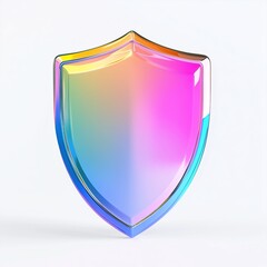 Fototapete - shield icon with colorful gradient. 3d rendering illustration for graphic design, ui ux design, presentation or background. shape with glass effect on white