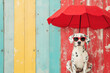 © pipop - Dalmatian, A photorealistic image of a Dalmatian dog wearing sunglasses, showcasing a fun and trendy summer vibe in a vibrant setting.