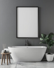 Bathroom with blank photo frame on the wall, version 5