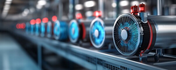 Aufkleber - Electric motors rotating on assembly line in modern industrial factory