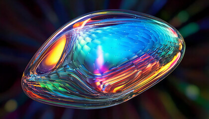 Poster - abstract iridescent orb, glowing with vibrant, jewel-toned colors. perfect for backgrounds, website 