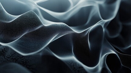 Poster - Abstract particles forming wavy surface in digital space