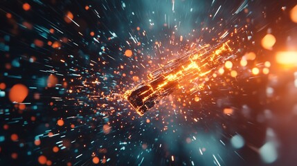 Aufkleber - Futuristic spaceship traveling at warp speed leaving light trails