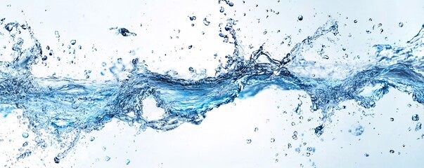 Aufkleber - Stream of clean water splashing with droplets on white background