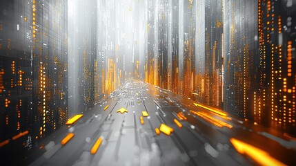 Poster - Digital Cityscape: A Futuristic Highway of Data and Light