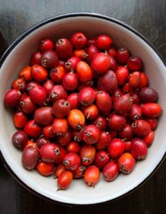 Wall Mural - A bowl full of freshly picked, vibrant red berries.