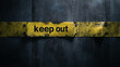 © 隼一郎 村田 - Background image of black concrete wall with yellow and black keep out tape