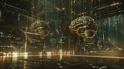 Poster - Futuristic AI systems seamlessly creating dynamic multimedia stock visuals.