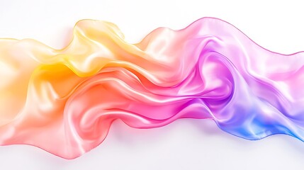 Poster - Colorful silk fabric flowing elegantly on white background.
