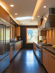 Wall Mural - Modern Kitchen Design With Natural Light And Wood Cabinets