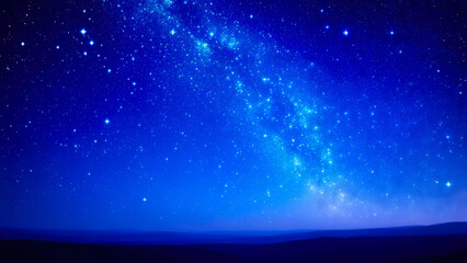 Poster - Vast starry sky with twinkling stars shining over a dark landscape at night