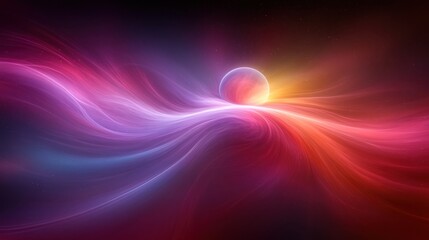 Wall Mural - Abstract cosmic swirl with glowing planet.