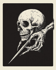 Skull and Dagger Arm surrealist illustration