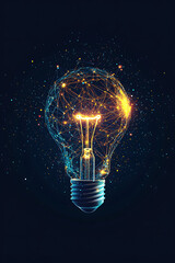 Poster - A glowing light bulb composed of interconnected lines and dots, symbolizing innovation and ideas.