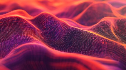 Wall Mural - abstract red and purple wave grid pattern
