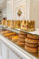 Poster - A bakery display case with a variety of cakes and pastries