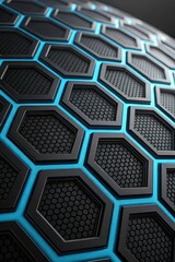 Poster - A blue and black hexagonal patterned design