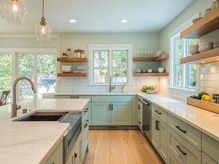 Wall Mural - Modern Farmhouse Kitchen Island and Cabinets