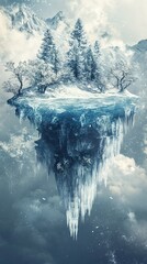 Wall Mural - Frozen Island in Winter Wonderland: A Magical Landscape