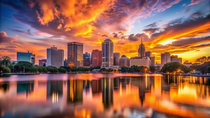 Wall Mural - Magical Orlando Sunset: Low Light Cityscape Photography