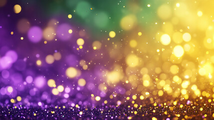 Wall Mural - Vibrant Abstract Background with Bright Green, Yellow, and Purple Bokeh Lights. Concept of Festive Celebrations, Colorful Atmosphere. Copy space