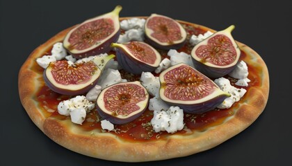 Wall Mural - A delicious pizza topped with fresh figs, goat cheese, and a sweet sauce.