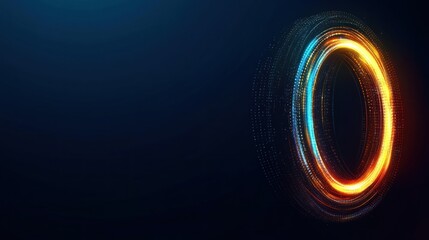 Wall Mural - Glowing neon ring, abstract energy, digital art.