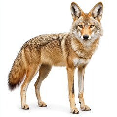 Wall Mural - Coyote Standing on White Background