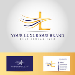 Wall Mural - Luxurious branding kit template with initial letter L logo design