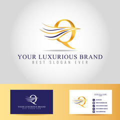 Wall Mural - Luxurious branding kit template with initial letter Q logo design