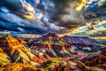 Wall Mural - Panoramic Schist Rock Formation Background - Majestic Mountain Landscape